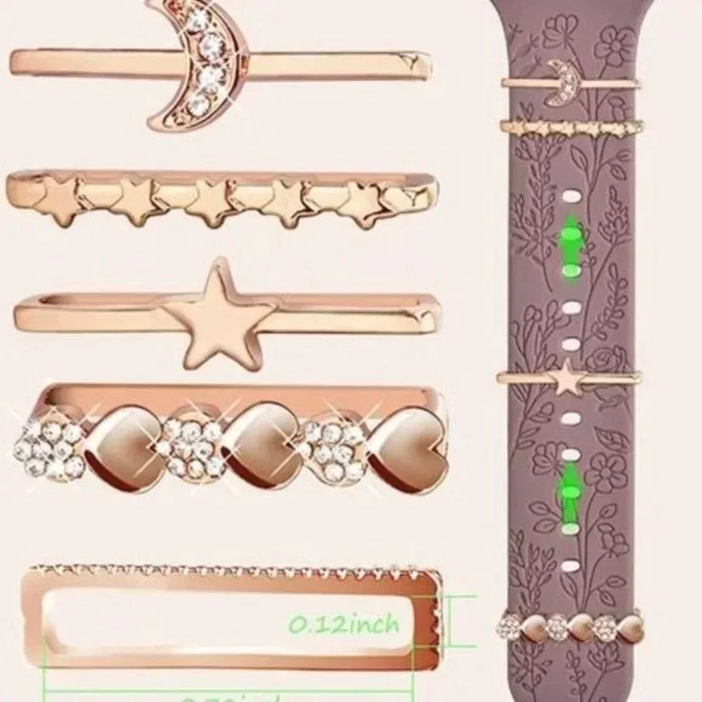 NEW 4 Engraved Apple Watch bands with Charms
